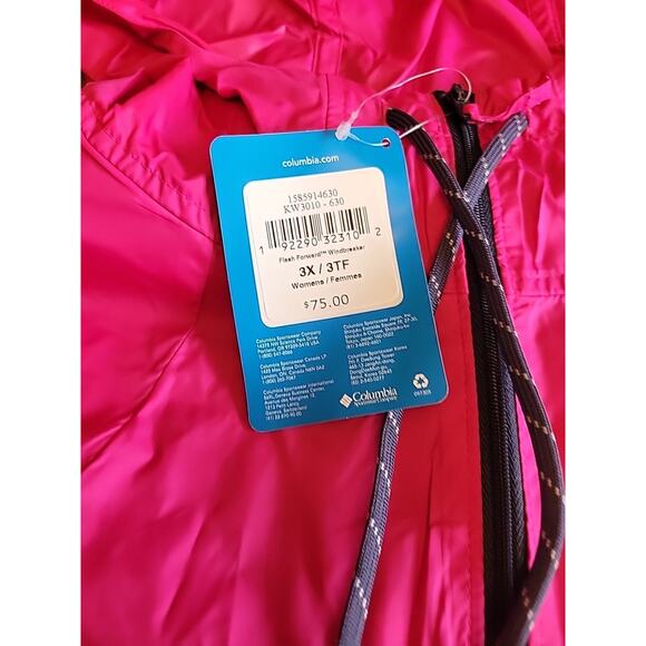 Columbia Women's Plus Size Flash Forward Windbreaker Pink Size 3x - Picture 6 of 8